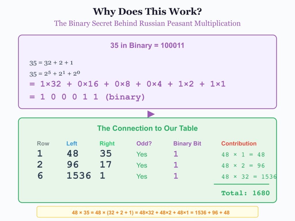 Russian Peasant Multiplication: Logic Behind