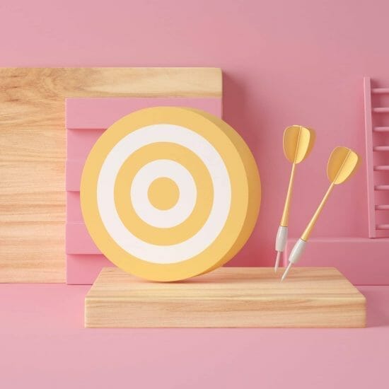 3D Illustration. Target and darts.