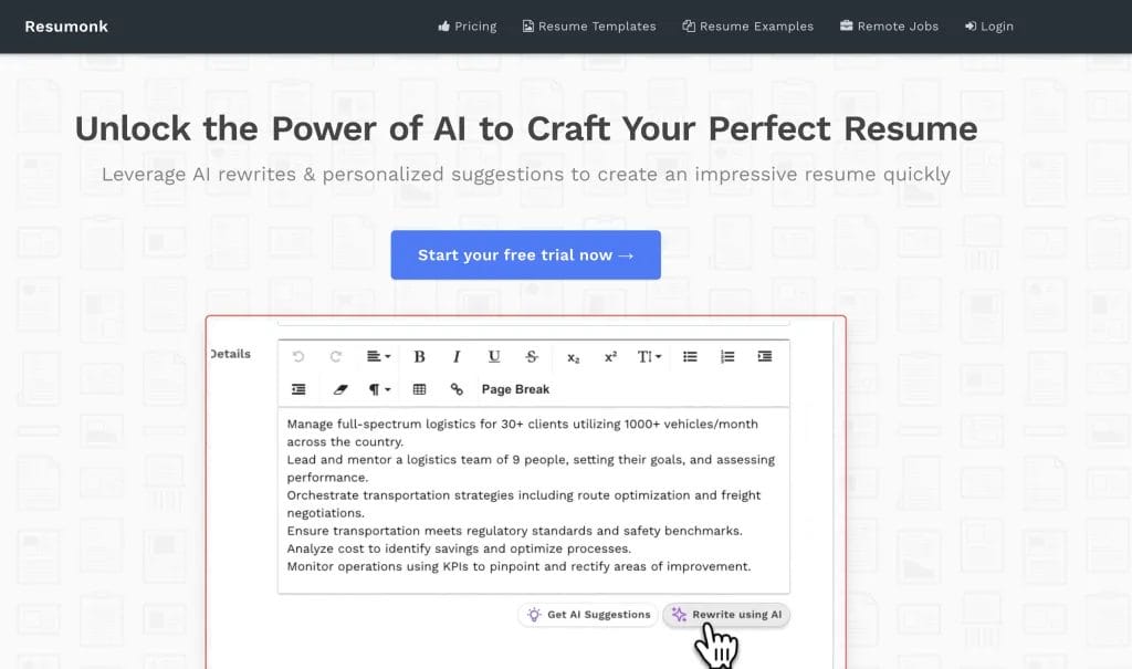 AI Resume Builder Create a standout professional resume CV using AI 7PhXFWST