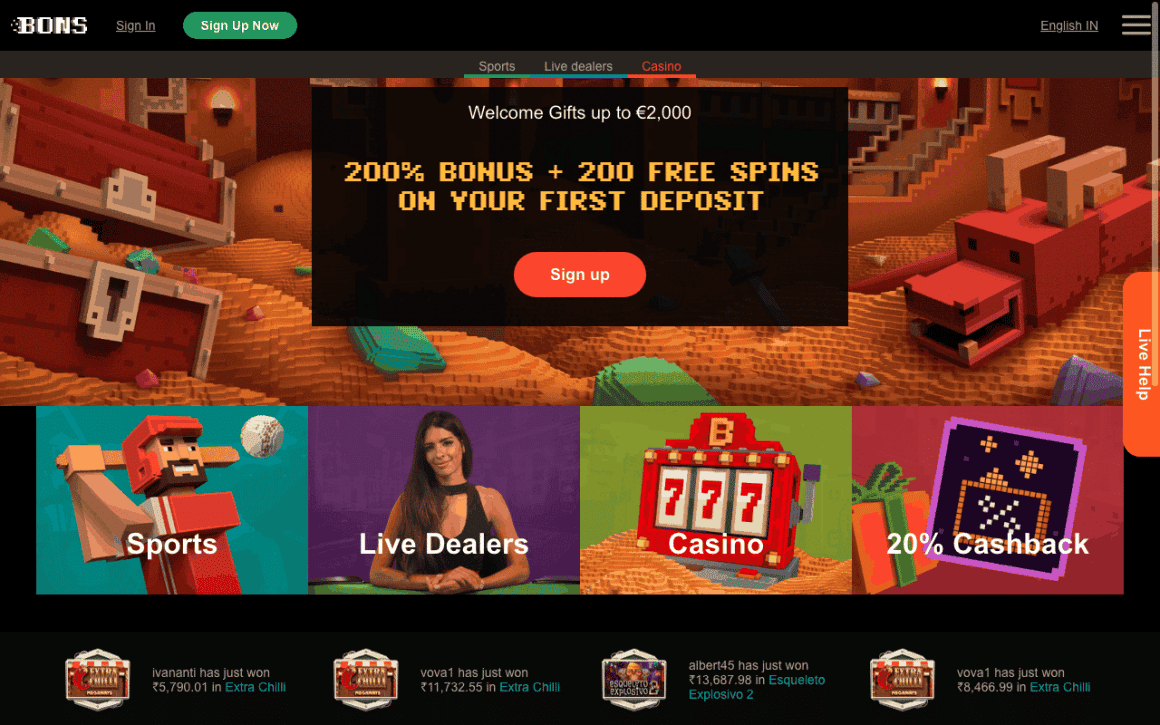 Bons Casino India Review