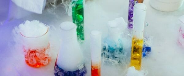 colorful liquids in laboratory glasswares