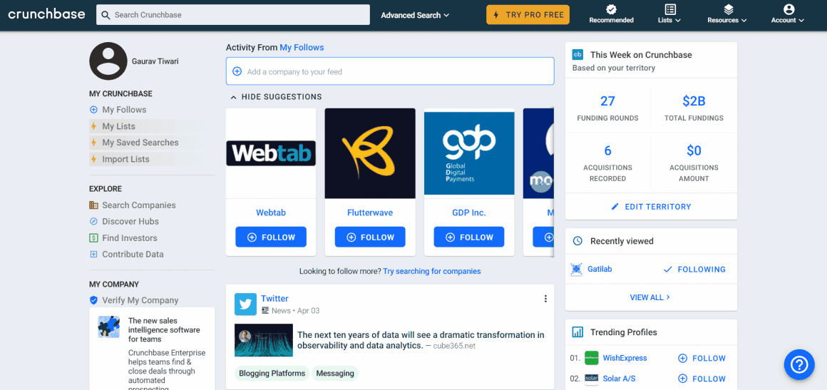 Crunchbase - one of the best business directories in the world