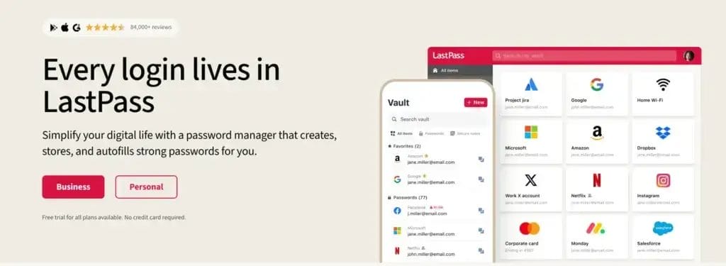 1 Password Manager Vault App with Single Sign On MFA Solutions LastPass2025