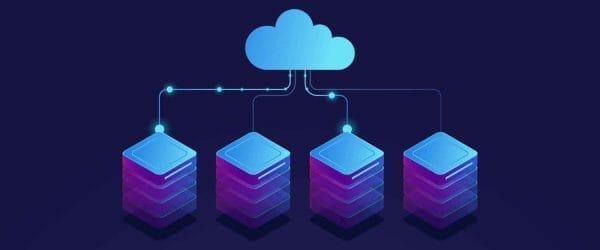 Server room, cloud storage icon, datacenter and database concept, data exchange process isometric