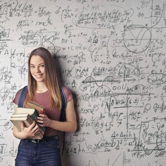 woman holding books