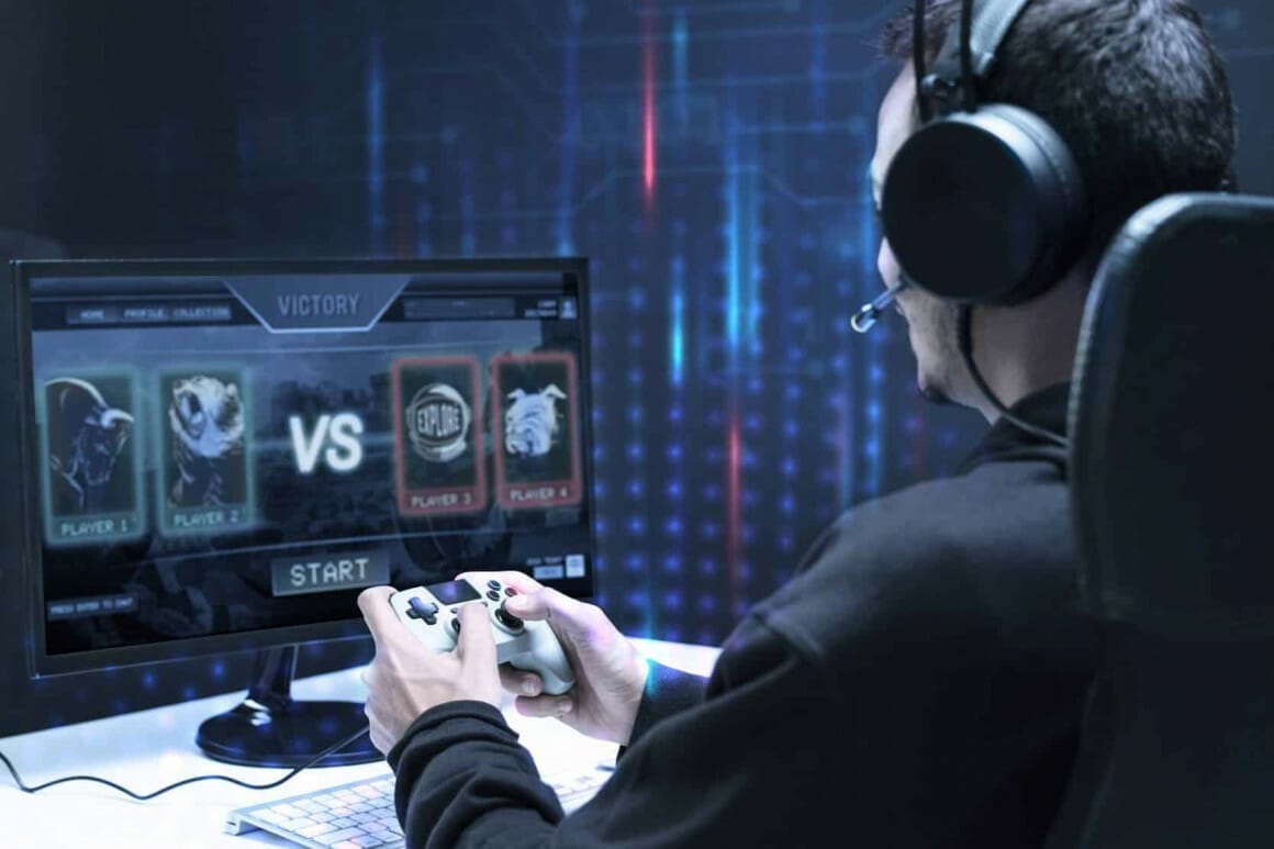 Professional eSport gamer playing on a Gaming Recliner Chair