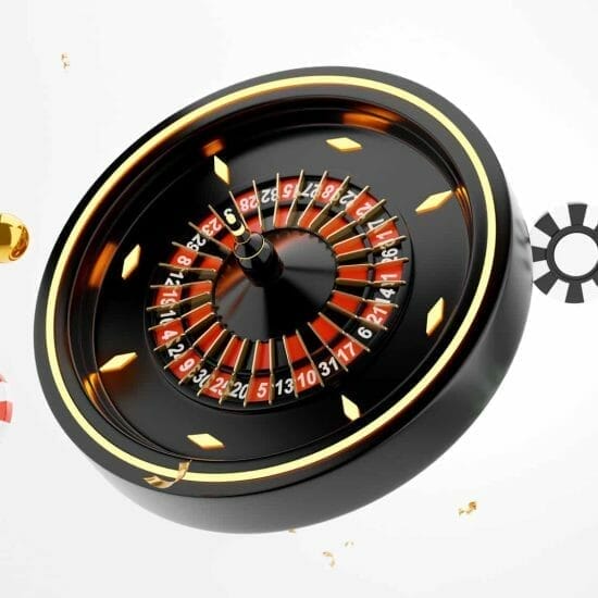 3d render roulette casino game concept white background