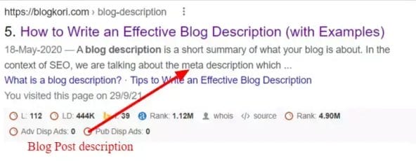 blog post description