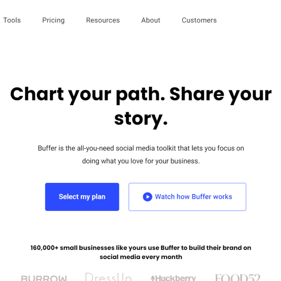 landing page Buffer Screenshot