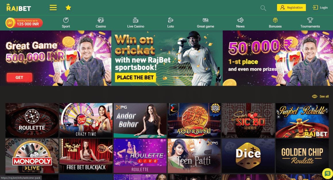 Rajbet Review - Website Homepage