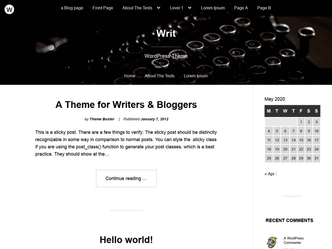 Writ is one of the Free WordPress themes for Writers and Poets