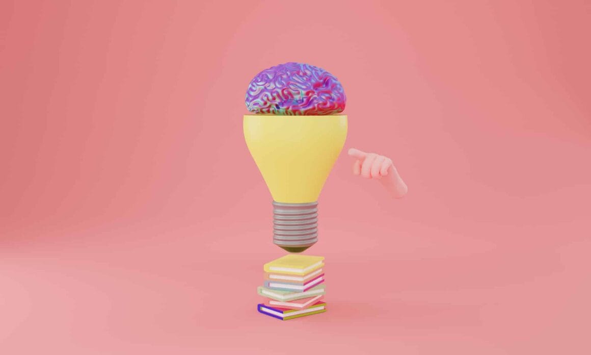 light bulb with brain inside creative idea innovation concept 3d illustration