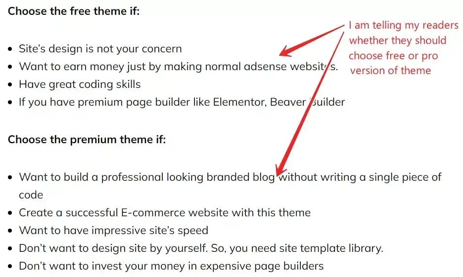 Telling both good and bad things of the product in review posts
