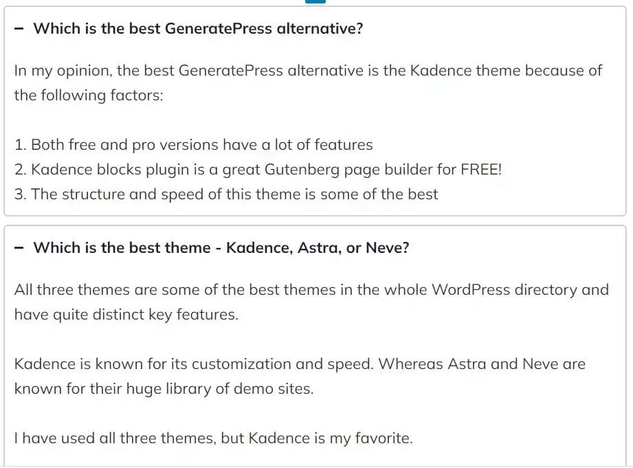 FAQ section blog post