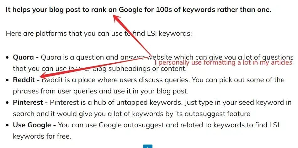 Use formatting in your blog post to increase its charm
