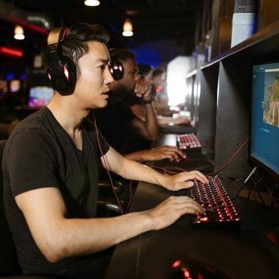 men playing computer games