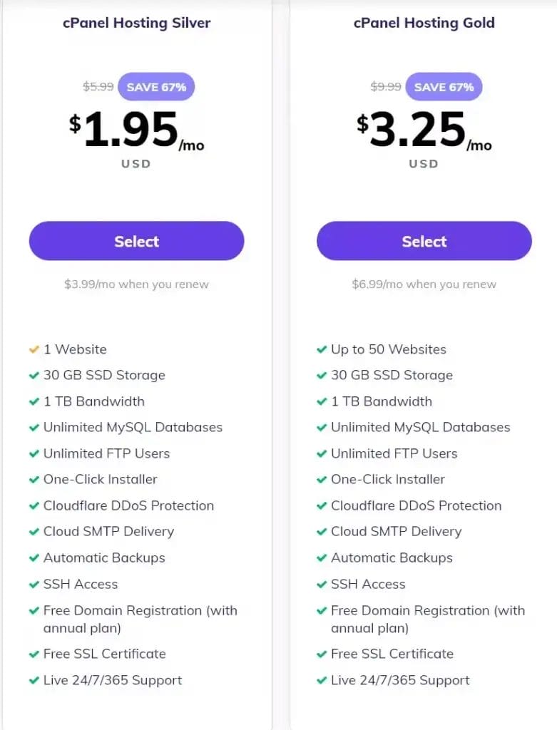 Hostinger cPanel hosting pricing