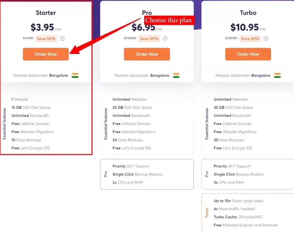 Selecting Chemicloud plan
