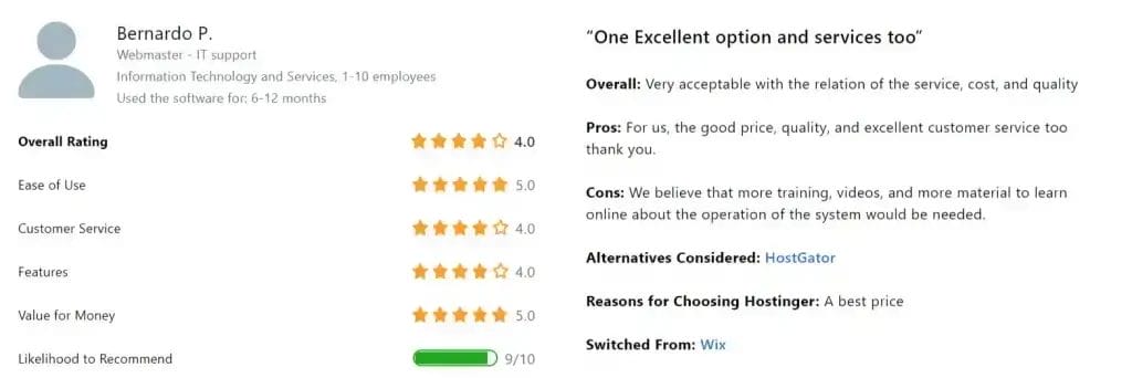 More Hostinger reviews