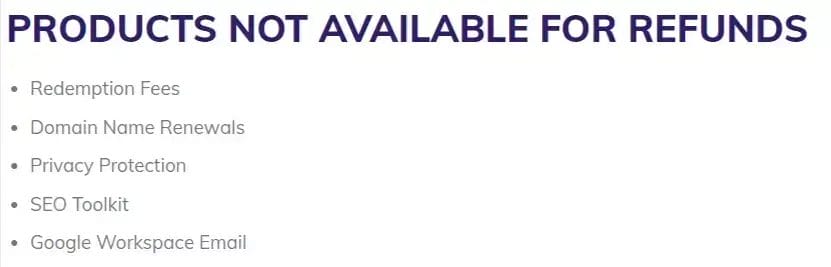 Hostinger non-refundable items