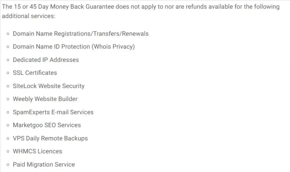 Chemicloud non-refundable items