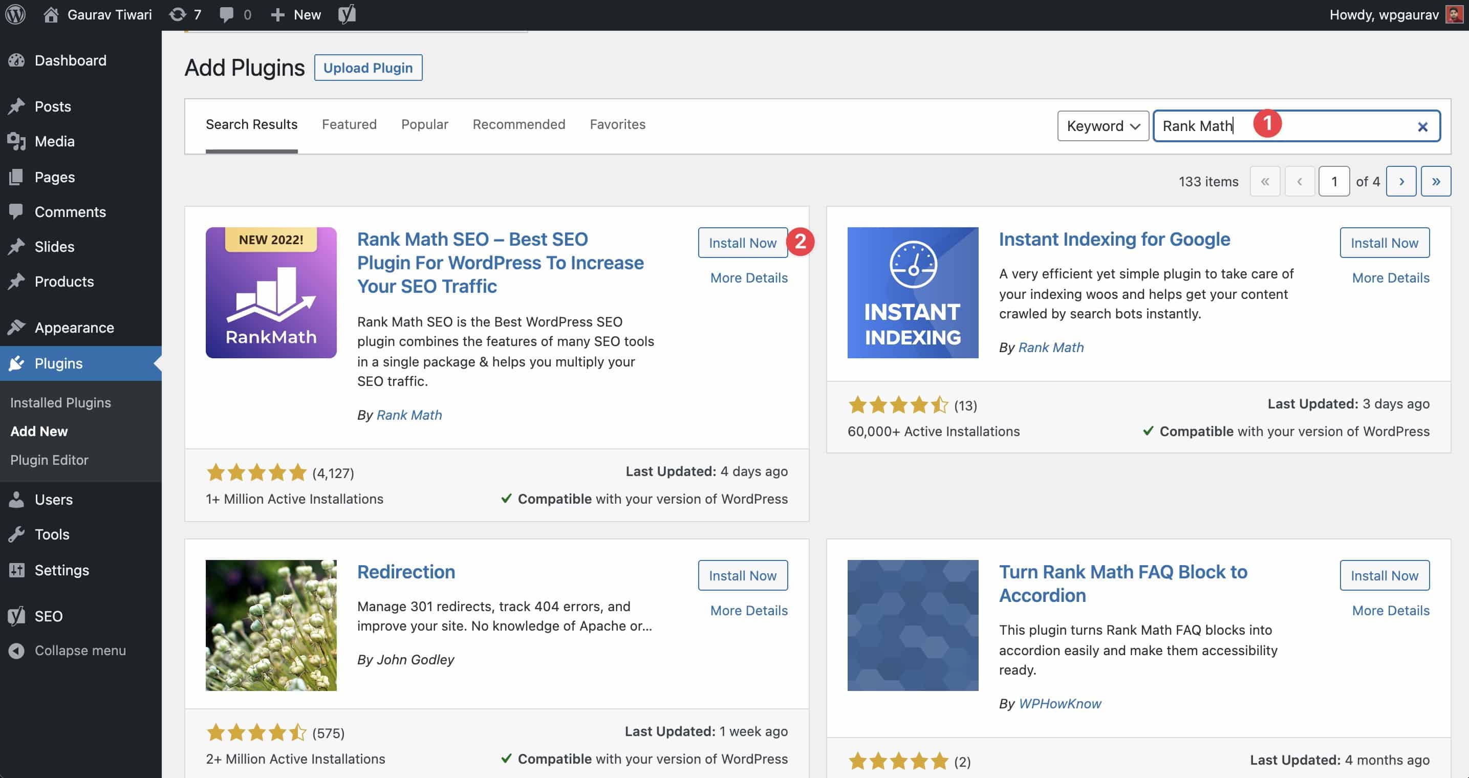 Installing Rank Math
