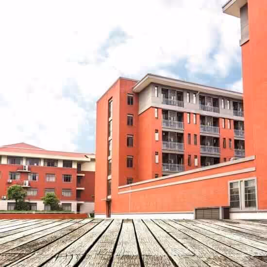 red buildings households