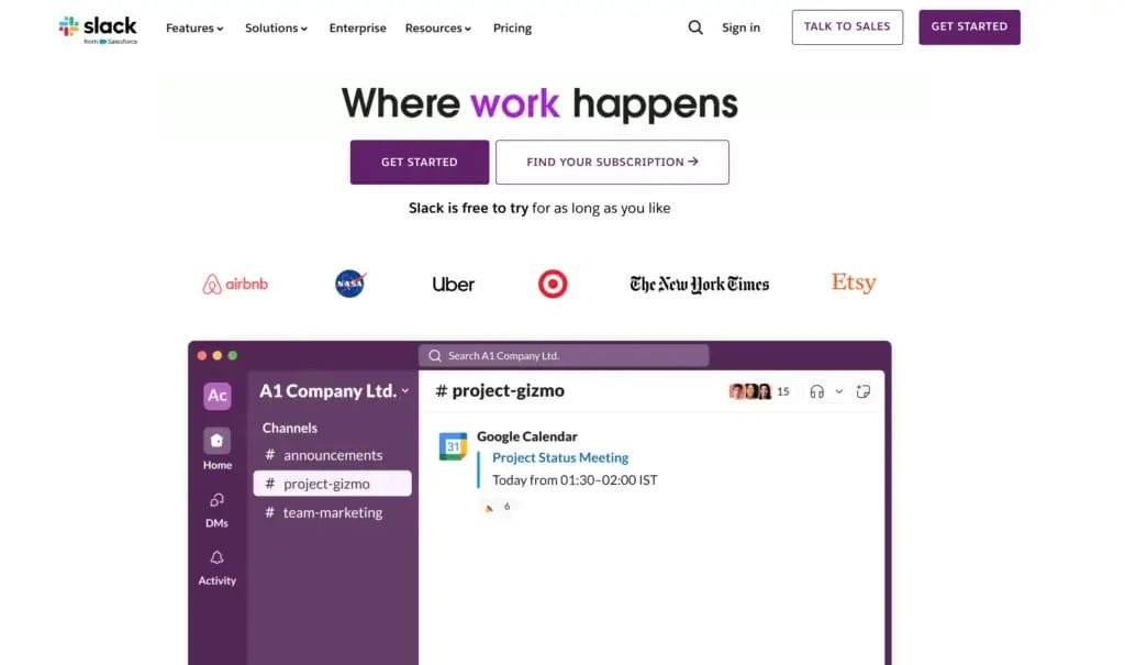 AI work management and productivity tools Slack