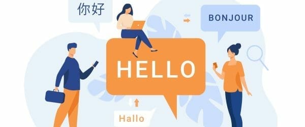 People using online translation app