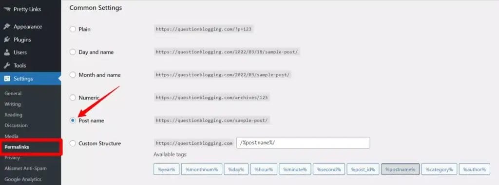 How to change permalink structure in WordPress?