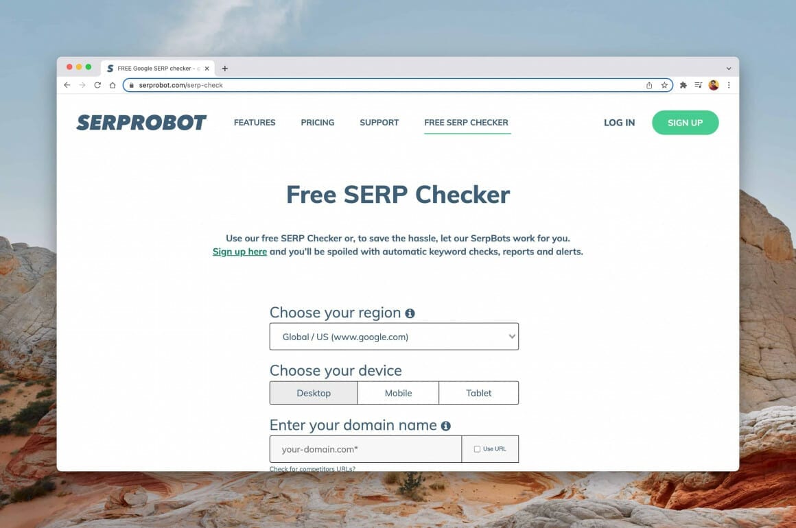 serprobot free SERP checker screenshot