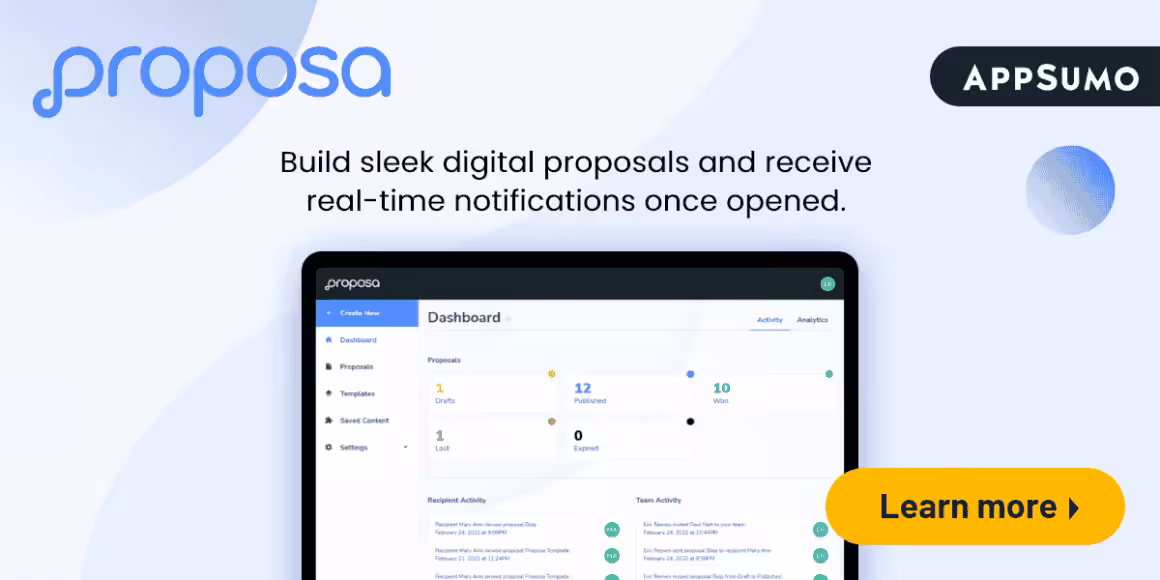 Proposa Online Proposal Management Software Screenshot