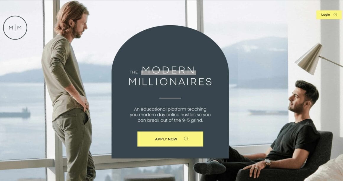 Modern Millionaires Homepage Screenshot with Abdul Samad and Chance Anthony together in the banner