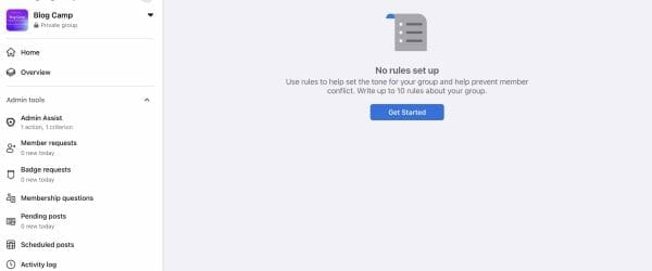 Facebook group rules get started