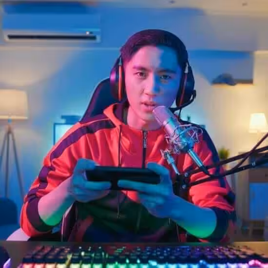 gamer playing game with headset