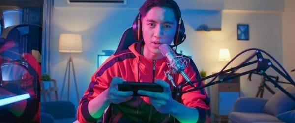 gamer playing game with headset