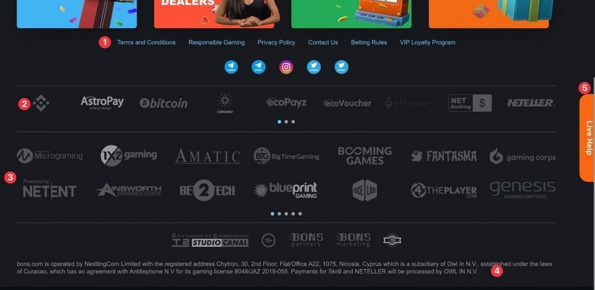 trustworthy website footer