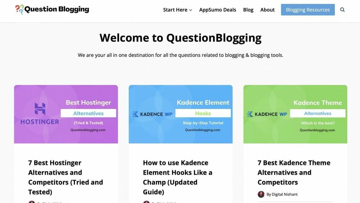 question blogging web screenshot