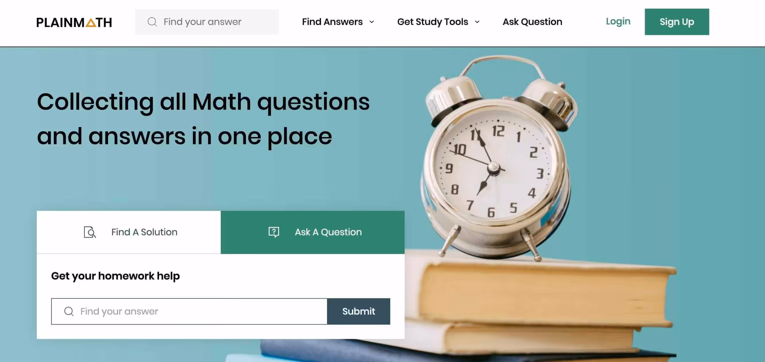 PlainMath Website homepage screenshot