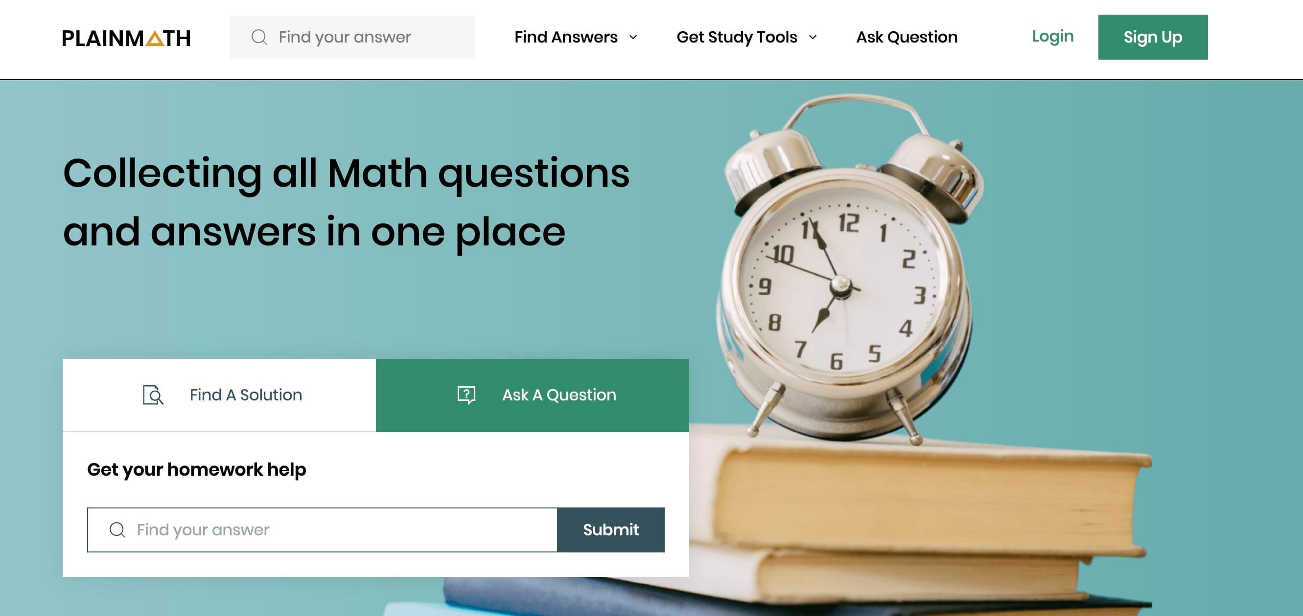 PlainMath Website homepage screenshot