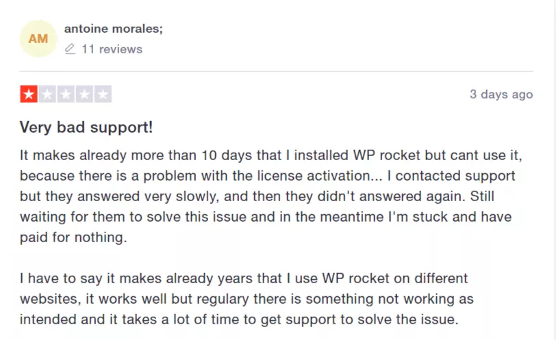 wp rocket bad review