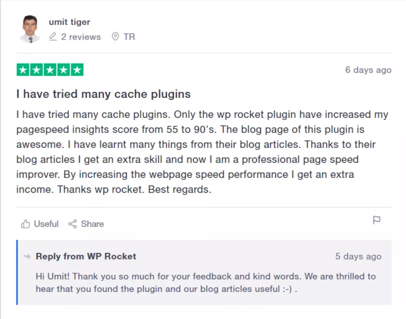 wp rocket review positive