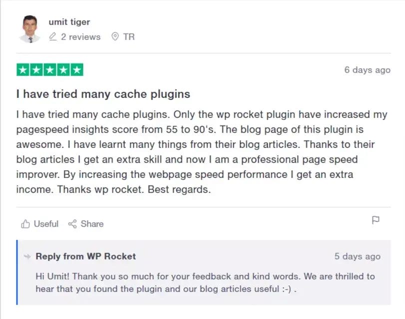 wp rocket review positive