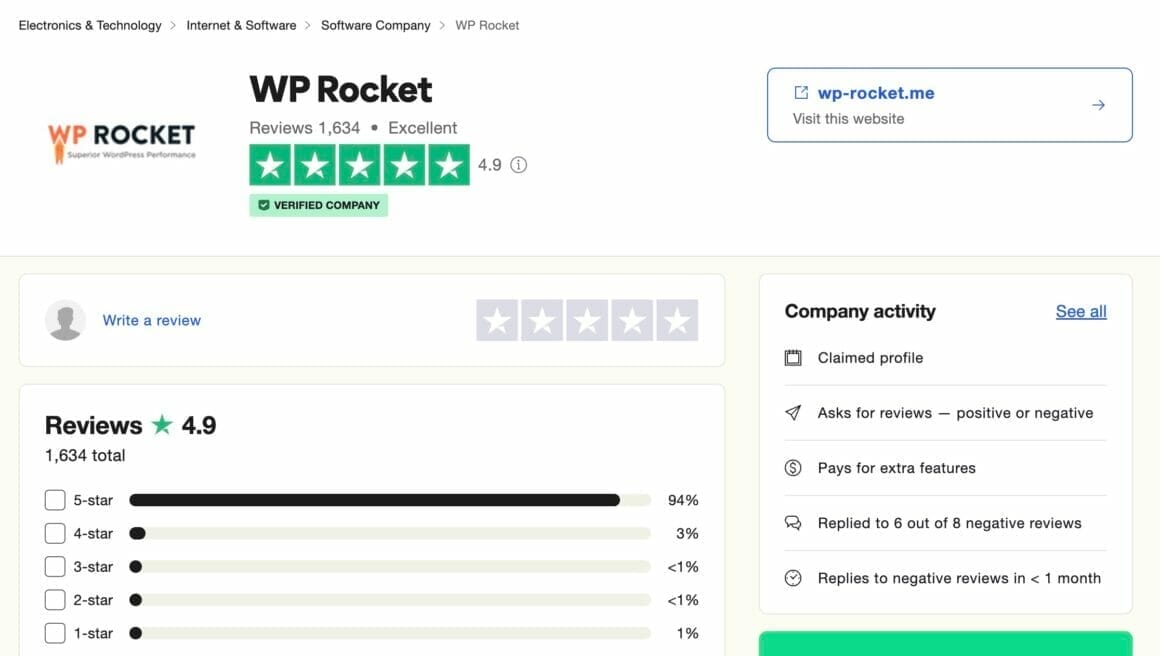 wprocket on trustpilot