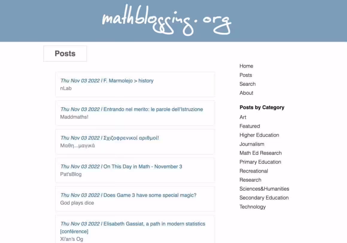 mathblogging home