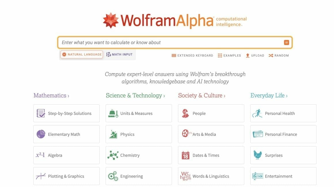 wolframalpha homepage