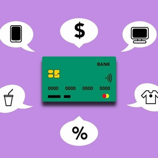 illustration showing credit card functions for different payments