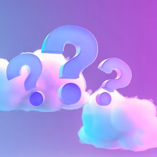 3d question marks against neon background