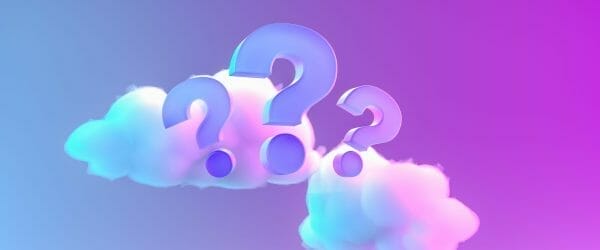 3d question marks against neon background