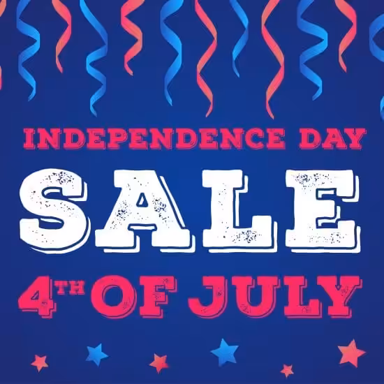 sale independence day banner on cyan back